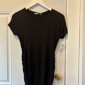 Black Ruched Fitted Short Sleeve Dress